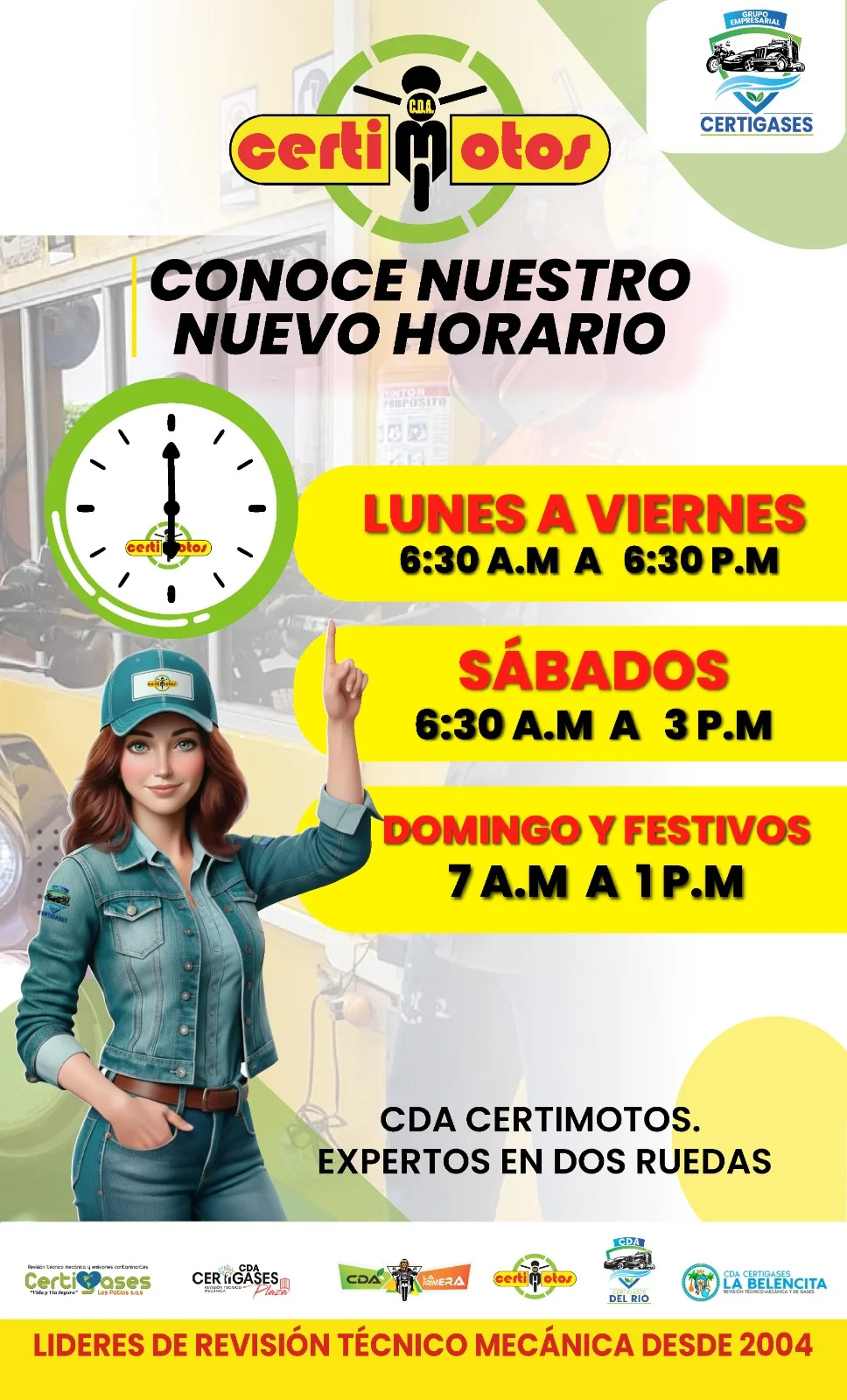 Nuevo Horario de Atención 2026 – CDA Certimotos